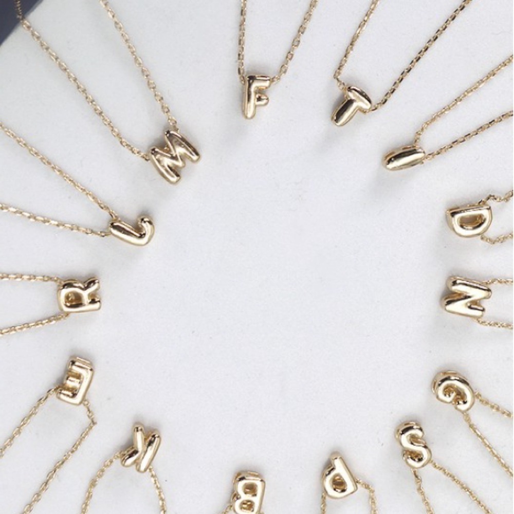 Gold Mini Bubble Letter Necklace (5101)